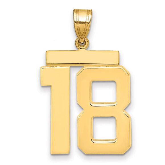 14k Yellow Gold Athletic Collection Large Polished Number 18 Pendant